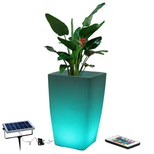 Jardinière solaire led de luxe pour pot de fleurs, lampe de jardin moderne avec lumières led
