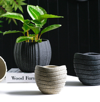 Jardinières rondes pour plantes d'intérieur Pots de plantes en béton en détresse extérieurs pour la maison jardin patio