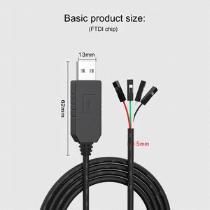 Câble de téléchargement USB vers TTL, câble de mise à niveau pour microcontrôleur USB vers port série, puce FTDI, blindage tressé, gaine en PVC - Product Image 4