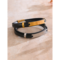 JINYOU 5649 classique mode bijoux accessoires étanche noir en cuir PU en acier inoxydable arrivées populaires hommes Bracelet Bracelet