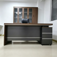 Bureau de direction moderne avec tiroirs, bureau en forme de L pour manager, mobilier de bureau en bois de noyer pour patron, PDG