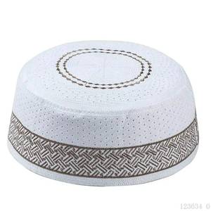 Gorro de Oración Musulmán para Hombre, Tejido, Tipo Kufi/Tofi/Taqiyah, Color Blanco, Venta al Por Mayor 2023 - Product Image 2