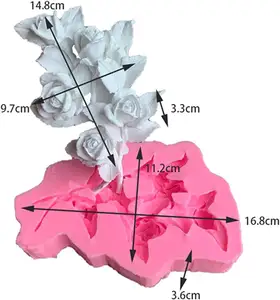 3D Hoa Silicone Fondant Khuôn Rose Bánh Sô Cô La Khuôn Khô Hoa Nhựa Epoxy Đất Sét Khuôn Bánh Ngọt Nướng Công Cụ