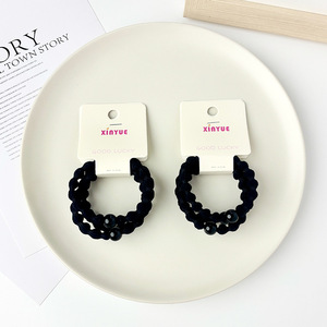 Coletero Xinyue de Nailon Negro Elástico para Uso Diario, Diseño de Cuentas Redondas de Color Sólido - Product Image 1