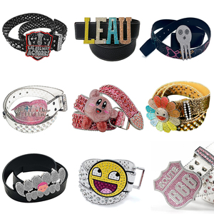 Cinturón de Lujo con Incrustaciones de Diamantes de Imitación en Forma de Corazón de Medusa, Hebilla de Aleación de Zinc con Pedrería, para Hombre, Accesorios de Moda Hip Hop - Product Image 2