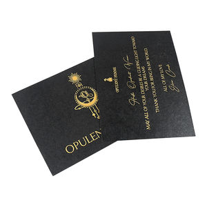 Cartes de remerciement noires élégantes et luxueuses au design populaire avec logo estampé à chaud en or sur papier d'art pour cadeaux d'entreprise formels - Product Image 1