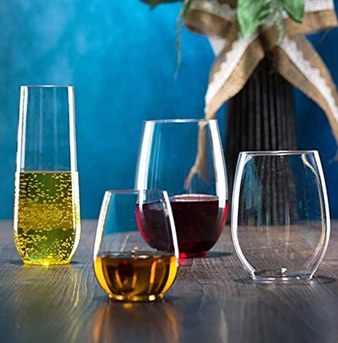 6 oz Mini Stemless Clear Plastic Wine Glass, Unbreakable Elegant and  Reusable Wine Tumbler for Wine Tasting, for Indoor