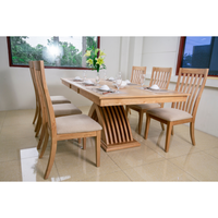 Ensemble table et chaises pliantes en bois moderne AMITY, 6 places, prêt à assembler, imperméable, écologique, garantie 10 ans