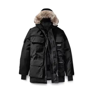 Зимняя одежда, мужская, канадский стиль, пальто гусиными перьями, водонепроницаемая, мужские куртки большого размера с капюшоном