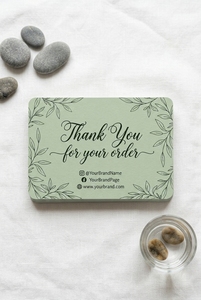 Cartes <span class=keywords><strong>de</strong></span> remerciement vert sauge botanique, écologiques, impression personnalisée, pour petites entreprises, cartes à insérer dans les colis, <span class=keywords><strong>commande</strong></span> en gros, OEM, vente en gros - Product Image 3