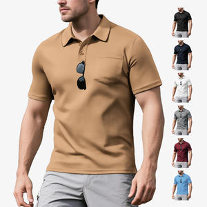 Men's Breathable Short Sleeve <b>Polo</b> <b>Shirt</b> <b>With</b> <b>Pocket</b> Daily Wear Thin Fabric Casual Sporty Fit - Product Image 1
