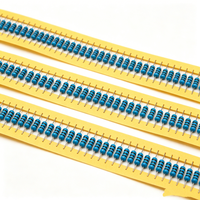 Résistance à film métallique 1/4W, tolérance 1%, pour assemblage de circuits électroniques, à montage traversant, à code couleur, à bornes axiales
