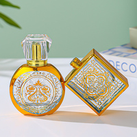 Flacon de parfum moderne de luxe 100 ml MK en verre rectangulaire doré électro-plaqué, écologique, avec pompe pulvérisateur et impression sérigraphique