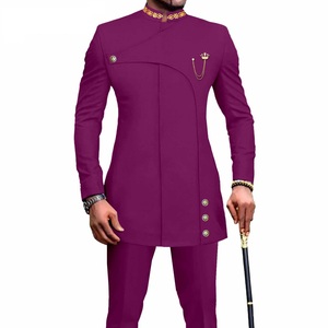 Ensemble Deux Pièces 100 % Coton, Costumes Africains pour Hommes, Costumes de Mariage pour Hommes, Tenue de Marié 2025, Robes de Soirée pour Hommes - Product Image 4