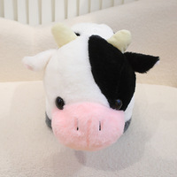Peluche Vache de la Prairie en Fourrure Noire, Marron, Blanche, 32/42cm, Jouet en Peluche de Haute Qualité, Cadeau pour Enfants
