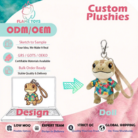 Porte-clés en peluche de coton personnalisé en forme de lézard pour collectionneur, présentoir d'étagère, certifié EN71, cadeau mignon 10cm Flametoys