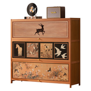 Vintage-style <b>shoe</b> cabinet, integrated home <b>shoe</b> <b>rack</b>, simple and <b>large</b>-capacity floor-standing living room entryway storage - Product Image 3