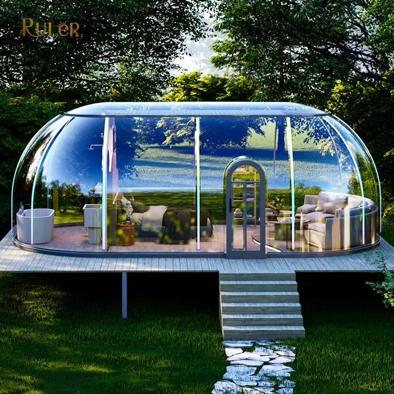 Règle extérieure polycarbonate glamping dôme maison tente