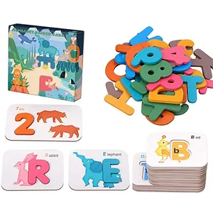 אלפבית מספרי פלאש כרטיסי לפעוטות 3-6 שנים, toys עץ אותיות ומספרים בעלי החיים כרטיס לוח