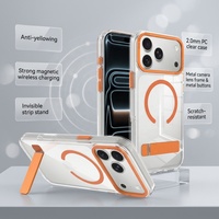 Funda Magnética Transparente para Teléfono con Soporte Oculto, Lente Metálica Antiamarilla, Protección Antigolpes para iPhone 18 Pro Max 17