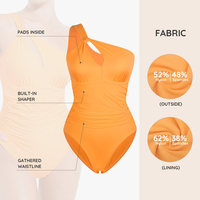 Hexin Dropshipping Custom Een Schouder Naadloos Doorzichtig Gaas Thong Body Shaper Badpak Voor Vrouwen