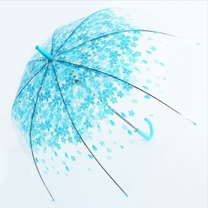 Vente en gros Parapluie pliant moderne transparent imprimé fleurs pour adultes avec contrôle semi-automatique pour filles - Product Image 4