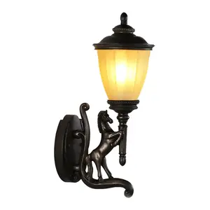 Traditional Outside LED Security Wall Lantern Lamp Black Animal Design Outdoor Light Wall Light For Courtyard Gate