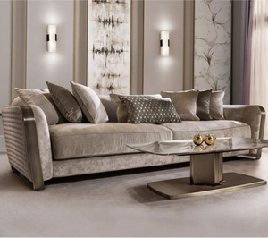 Italian Luxury High Quality Living Room <strong>Sofas</strong> Modern Gold <strong>Stainless</strong> <strong>Steel</strong> Metal Counterweight Square Rectangular Velour - Product Image 1