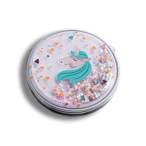 Wholesale Creative Quicksand Cute Girl Heart Cartoon Dual <b>Sides</b> Portable <b>Small</b> Makeup Mirror - Product Image 1