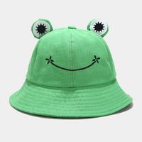 Topi Bucket katun lembut kodok kartun Linen topi matahari pasangan pelajar perempuan lembut Mode Korea empat musim