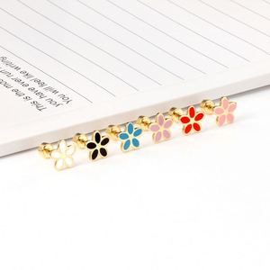 Boucle d'oreille à vis en zircone de couleur mélangée en acier inoxydable anti-allergie à la mode pour fille ou bébé - Product Image 2