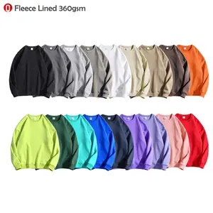 Factory Ready Stock Plain Blank Crew Neck Workout Top Fleece Lined 360Gsm loose-fitting unisex sweatshirt With Custom Logo
