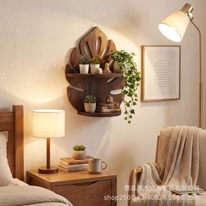 Wooden <b>Wall</b> <b>Mounted</b> Double Layer Plant Display Rack Irregular Shape Float <b>Shelf</b> For Living Room Storage - Product Image 2