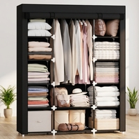 Mavivegue Armoire Pliable Multifonctionnelle Portable, Organisateur de Rangement Autoportant pour Chambre, Noir, 5 Niveaux, 59 L x 18 P x