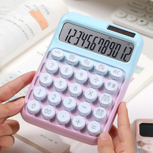 เครื่องคิดเลขคุนจิว สีไล่ระดับ ใช้พลังงานแสงอาทิตย์ สำหรับสำนักงานและนักเรียน สีชมพูถึงม่วงถึงเขียวถึงเหลือง จอ LCD พลาสติก - Product Image 1