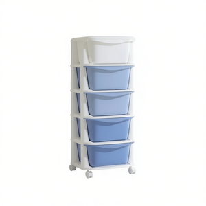 Meuble de rangement moderne en plastique bleu dégradé, 4 niveaux, 14,17 pouces, en PP, durable, pour bureau, armoire, tiroir de rangement - Product Image 1