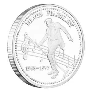 عملة تذكارية من الفضة المطلية لتذكر أمريكي المغني Elvis Presley 1935-1977 ملك الروك "N" رول