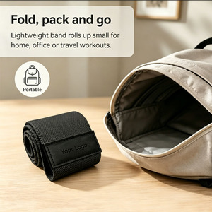 Bande de résistance en tissu avec logo personnalisé, boucle élastique réglable pour le yoga et l'entraînement physique - Product Image 5