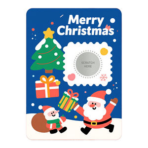 Праздничная скретч-открытка, Рождественская промо, 4-цветная CMYKFoil, чулок, наполнитель, мгновенный выигрыш, Дизайн OEM - Product Image 4
