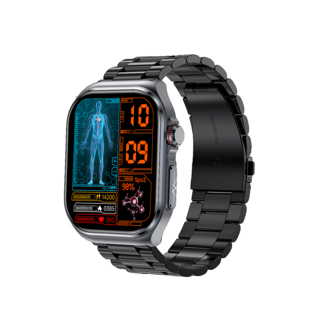Multifunction Smart Watch Men AI Voice Assistant Activity Monitoring Remote Control Square Silicone Band Waterproof