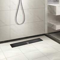 Grille de drain linéaire en acier inoxydable anti-odeur de 18, 24, 32 pouces avec filtre à cheveux pour douche