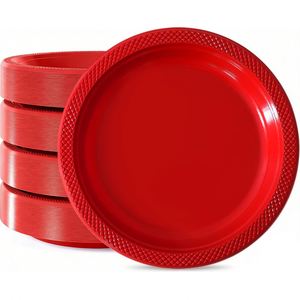 Assiettes jetables rondes en plastique solide de 7 pouces, lot de 50, couleur personnalisable pour mariages, barbecues, anniversaires, camping et desserts - Product Image 3