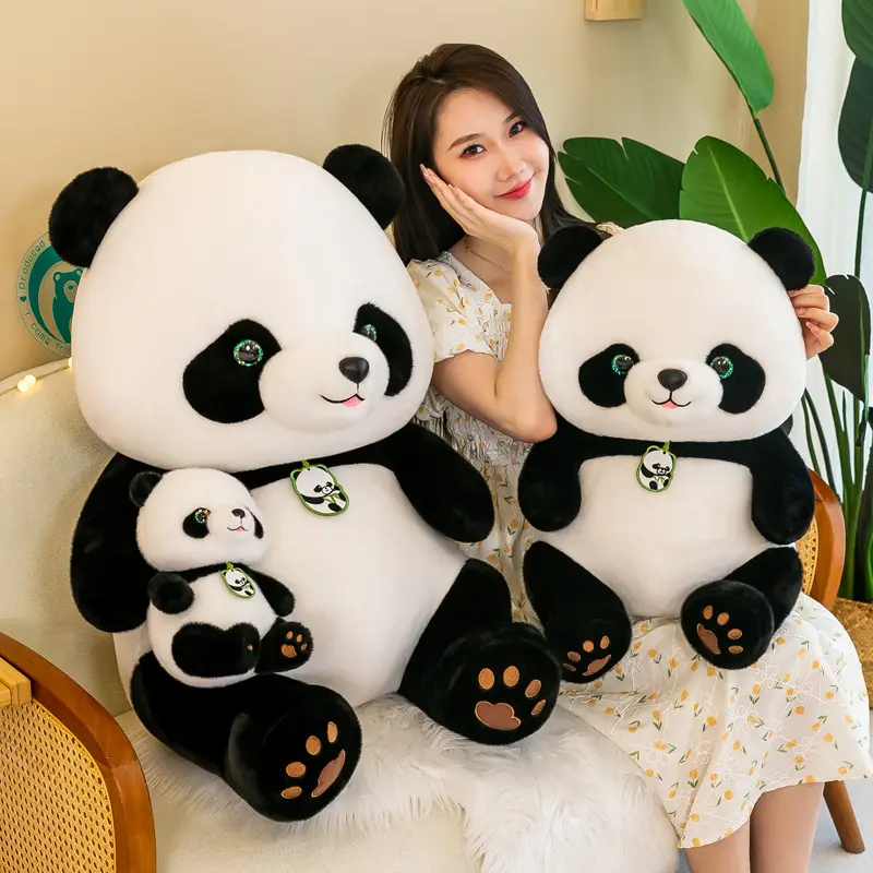 Sevimli bebek büyük dev Panda ayı uzun peluş dolması hayvan bebek Panda hayvanlar oyuncak karikatür Kawaii bebekler kız hediyeler Xmas doğum günü