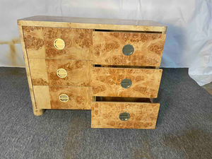 Cómoda Moderna de Lujo con 6 Cajones, Panel de MDF con Chapa de Madera, Color de Madera Personalizable y Acero Inoxidable para Muebles de Dormitorio - Product Image 4