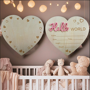 Panneau d'<span class=keywords><strong>annonce</strong></span> de naissance en bois double face, cartes de jalons 3D en forme de cœur faites à la main <span class=keywords><strong>pour</strong></span> la décoration de la fête prénatale - Product Image 3