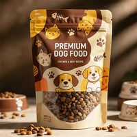 Sachet personnalisé imprimé pour aliments pour chiens 500g 1kg 2kg avec fenêtre en forme de cœur, fermeture éclair, résistant à l'humidité, finition mate, pour croquettes pour animaux de compagnie, vente en gros