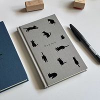 Carnet à couverture rigide imprimé gris et bleu, esthétique et mignon, avec reliure cousue, personnalisable, vente en gros, haute qualité, prix abordable