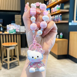 Hello Kitty boneka kartun imut, gantungan kunci ponsel, boneka kartun lucu, manik-manik ditarik tangan, liontin logam paduan seng plastik akrilik PVC untuk kamera CCD - Product Image 5