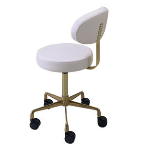 Gold Base PU Leather Nail Salon Spa Pedicure Technician Saddle Chair Massage Function LED Lamp Customizable Color High Load - Product Image 4