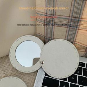 Wholesale Portable Custom Logo Rotatable Pu Leather Cover Round <b>Small</b> Mini Compact Gift Makeup <b>Mirror</b> - Product Image 2